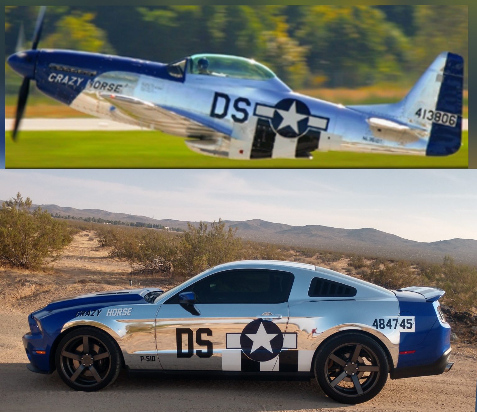 2012 Shelby Cobra Mustang wrapped to honor like Stallion 51's "Crazy